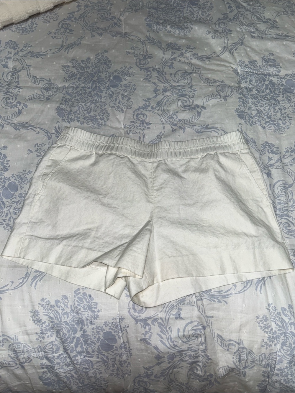 J. Crew White Linen Elastic-Waist Shorts
